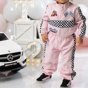 Pink racing tracksuit